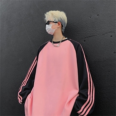 粉色拼黑色袖