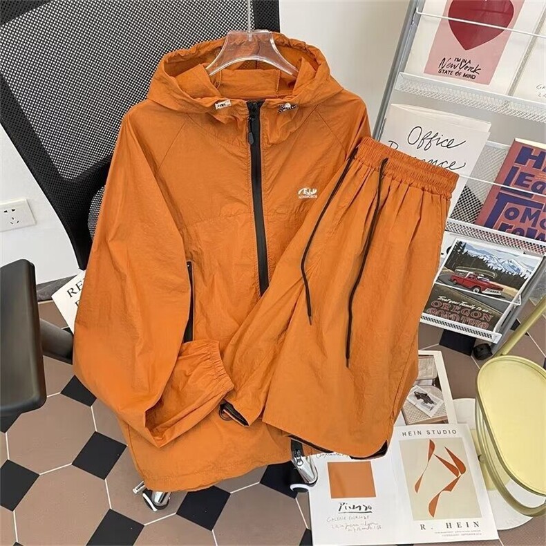 两件套防晒衣外套男女户外运动机能风长袖皮肤衣套装W6538-P69,男装休闲套装,星座412-2