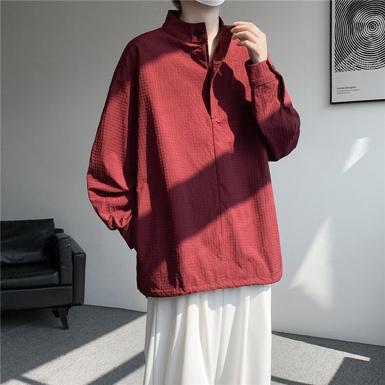 时尚立领棒球服衬衫韩版户外宽松抽绳防晒外套衬衫男冲锋衣 P42图片