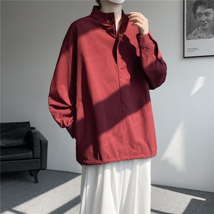 时尚立领棒球服衬衫韩版户外宽松抽绳防晒外套衬衫男冲锋衣 P42图片