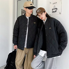 BOYUE帛跃冬季cityboy绣标菱形格棉服青少年男潮棒球棉衣m75p68，男装棉衣，电商D315
