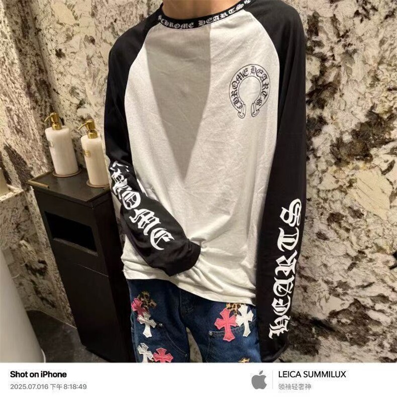 1506/Q740/P42十字架CH梵文长袖新款韩T恤宽松打底衫,男装T恤,星座1506