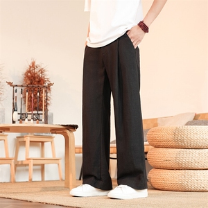 高个子加长男裤亚麻西裤宽松慵懒日系190cm115休闲直筒裤KZ06965图片