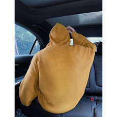Y08-P63美式慵懒风咸蛋黄色印花连帽毛衣男秋冬新款百搭宽松，男装针织衫/毛衣，电商B323A
