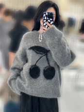 秋冬复古翻领套头上衣女针织衫，女装针织衫/毛衣，半城羊绒