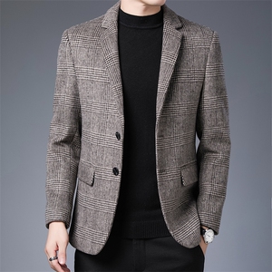 S-M3818秋冬男士毛呢大衣修身羊毛外套商务休闲高端西服P168图片
