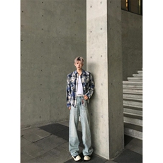 【有货】cleanfit扎染格子衬衫男设计感C3002LL-特P50，男装衬衫，星座1007（原301D）