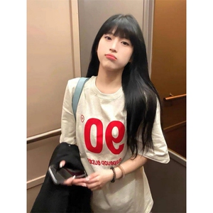 T0691-P25潮24新款纯棉印花短袖男女同款情侣百搭