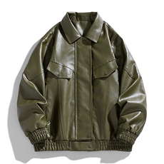 XZ-221/JK2577/P95美式潮牌痞帅机车服翻领PU皮衣夹克外套，男装夹克，星座221