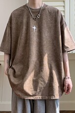 短袖男T恤水洗复古美式小众设计感T大码休闲T1016-1T159P38K58，男装T恤，星座1016-1（原电商B408-1）