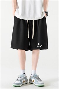 HD74204-P22 华夫格短裤男大码宽松五分裤男直筒中裤图片