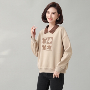 时尚可爱卡通图案加绒卫衣女宽松显瘦长袖上衣秋冬季新款外套图片