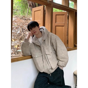 706-1-WY8244-P118  现货 冬季男士连帽大理石纹座山雕毛加厚棉服图片