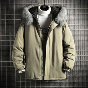 MM48099-P130 冬季大毛领棉衣男士大码加厚棉袄男棉服 网格图片