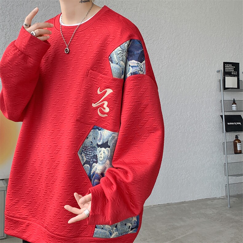 现货WY10063-P45控78秋冬新款高品质百搭小熊大码卫衣，男装卫衣，电商A059