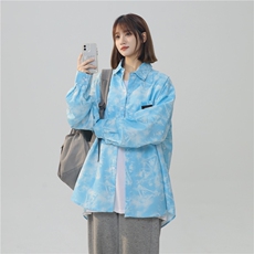 XZ-230-1CS238新中性风简约宽松百搭水墨扎染休闲长袖衬衫P50控68，男装衬衫，星座230-1