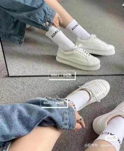 春季新款韩版潮流网红超爆真皮厚底松糕鞋图片