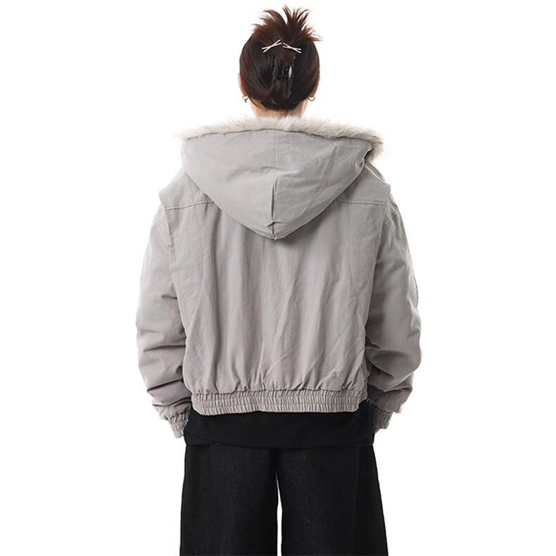 现货高品质美式高街冬季重磅硬挺短款座山雕毛领棉衣男女加厚外套,男装棉衣,电商A486-1