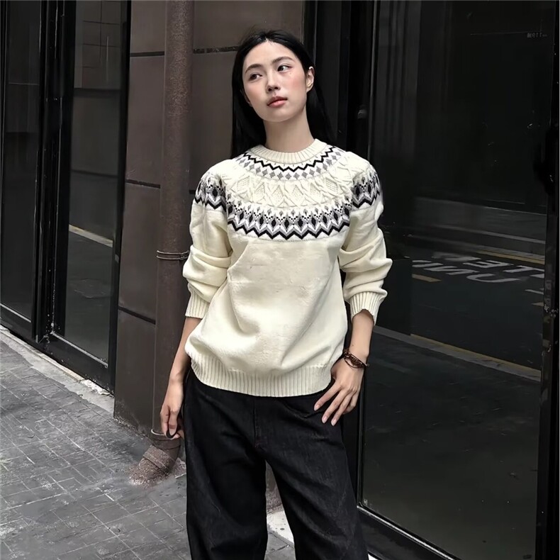 复古重磅提花圆领针织衫男女宽松情侣休闲打底毛衣513AMY2638P48,男装T恤,星座513A