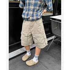复古多口袋工装短裤男宽松直筒五分裤日系夏季潮流潮流TK23P49，男装牛仔裤，星座1013-1
