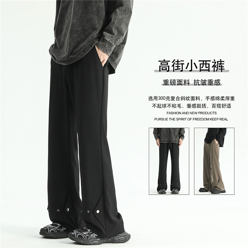 2025秋冬加厚cleanfit半松紧微喇叭高街纽扣西裤K3343-P45图片