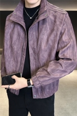 2025新款秋季美式复古皮衣外套男款立领机车皮夹克A313-2597-P165，男装皮衣，电商A313