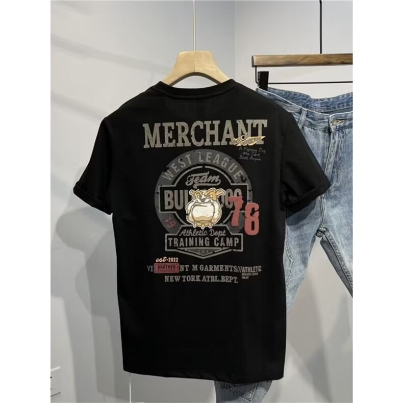 夏季新款韩版短袖T恤男潮牌牛头字母印花圆领半袖体恤上衣时尚帅,男装T恤,星座1210-1