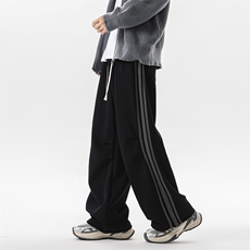 8XL-M美式复古三条杠休闲裤子加绒特大码阔腿卫裤KZ1935P60加绒70，男装休闲裤，电商B238