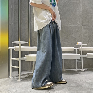 港风ins日系复古牛仔裤男宽松直筒坠感阔腿裤高街老爹裤N0904-P45图片