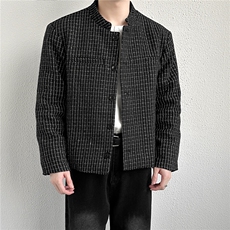 短款垫肩格子外套男春秋高级感痞帅飞行夹克新中式西服上衣JK73，男装夹克，星座516A