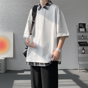 短袖男夏季新款港风宽松假两件体恤上衣DX3302-P32图片