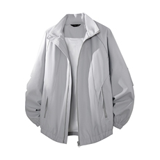 美式高街复古老钱风薄款夹克冲锋衣男女纯色休闲宽松立领飞行外套，男装夹克，电商A486