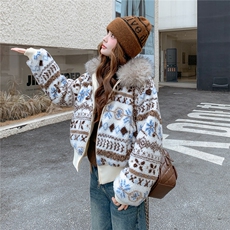 现货！放心推！费尔岛风大毛领羽绒服女2025新款女装白鸭绒外套，女装羽绒服，慧尚2-185