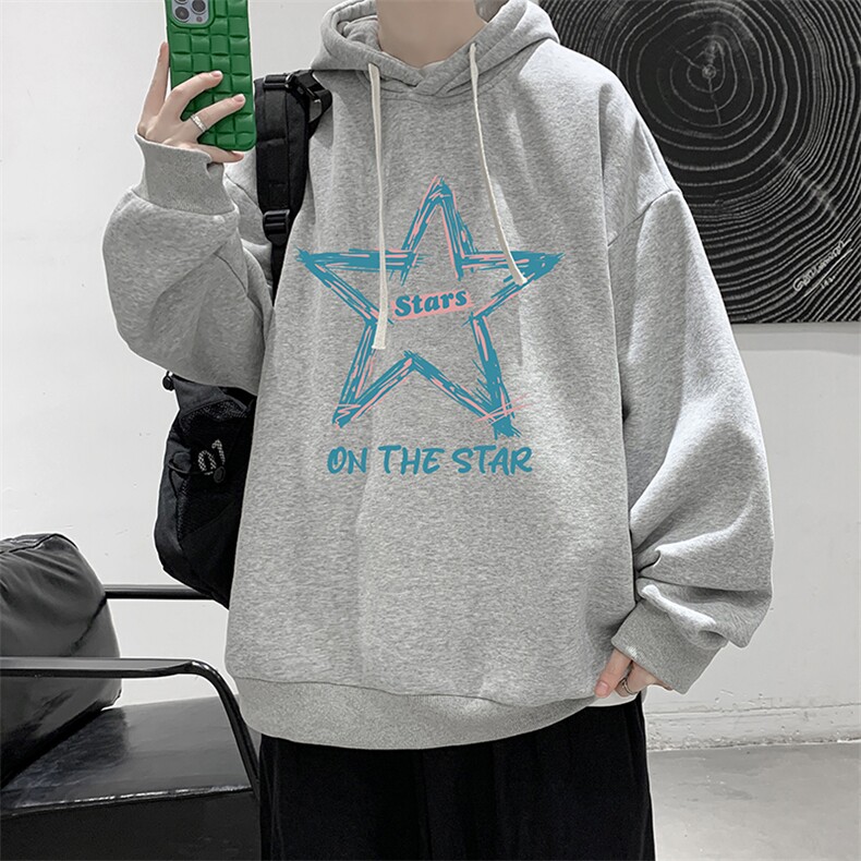 纯棉连帽卫衣男大码运动帽衫宽松薄WY2340-P35加绒款-P40,男装卫衣,电商A040