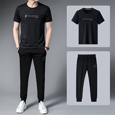 夏季运动套装男爸爸夏装POLO衫冰丝薄款衣服中老年短袖长裤三件套，男装休闲套装，电商B212（原钱塘6029）