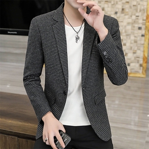XZ8596P85新款男士西服小西装韩版时尚格子休闲西服外套西装男图片