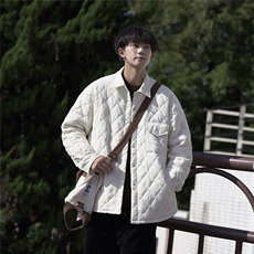 衬衫版型棉衣轻薄宽松格子设计感翻领棉服A170-M822-TP30，男装衬衫，电商A170