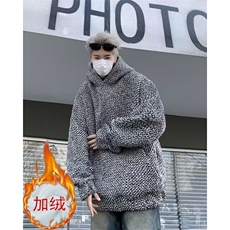 秋冬季新款男士百搭小香风编织重磅连帽卫衣潮流情侣款加绒上衣，男装卫衣，星座613