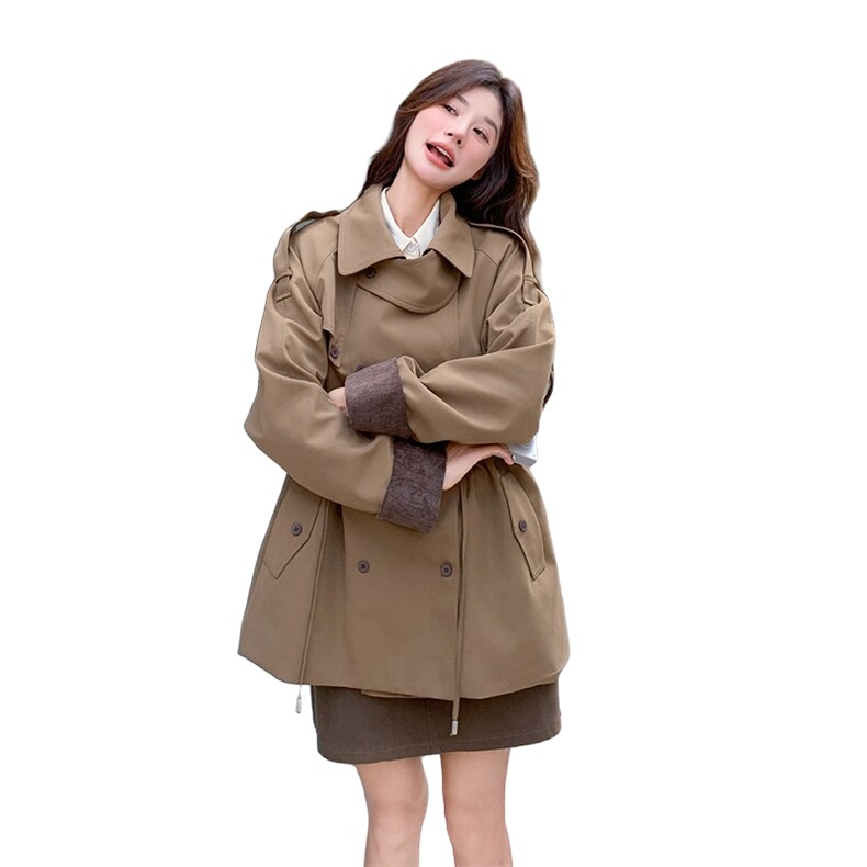 现货！收腰抽绳设计咖色风衣！2C109-745-P180-K248,女装风衣,2C109