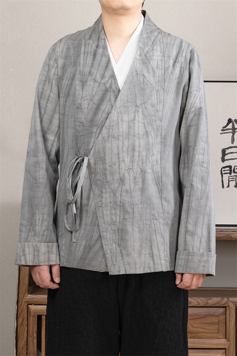 春装风男装改良汉服做旧斜襟男士道袍C236P80,男装民族服装,钱塘802