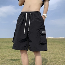夏季新款多巴胺工装字母绣花速干短裤XZ604-DK213-P35控48，男装牛仔裤，星座604