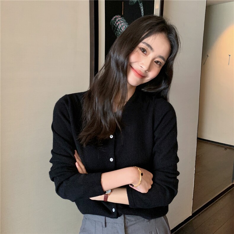 2025秋冬百搭时尚简约开衫圆领长袖针织衫,女装羊绒衫,玛卡隆羊绒