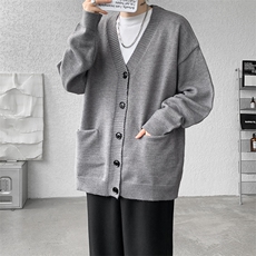 8XL-M大码V领开衫毛衣外套男日系复古宽松慵懒风针织衫KS002p55，男装针织衫/毛衣，电商B312