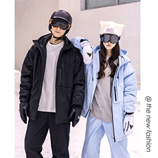 防水防风连帽中性风男女款加厚保暖时尚滑雪服外套M42-P165控218，男装棉衣，电商A001