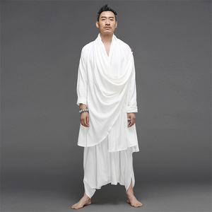 棉麻打坐居士汉服宽松长款披风衣民族套装瑜伽服Q9220-P190图片
