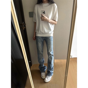 美式复古牛仔裤男高级感痞帅弯刀裤显瘦宽松直筒新款休闲裤子图片