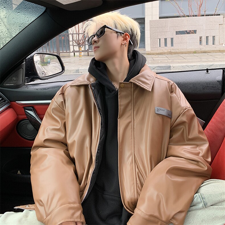 加绒加厚冬款男皮棉衣贴标宽松保暖皮棉袄外套MA8861P100,男装棉衣,星座1013-1