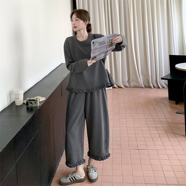 2025秋季撒银花边卫衣套装,女装套装/套裙,浙宝123