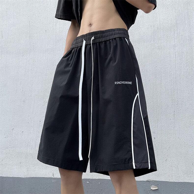 休闲短裤男韩版潮流拼色字母个性帅2023夏新款ins五分裤K4061-P32,男装休闲裤,星座412-3