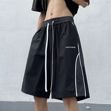 休闲短裤男韩版潮流拼色字母个性帅2023夏新款ins五分裤K4061-P32，男装休闲裤，星座412-3